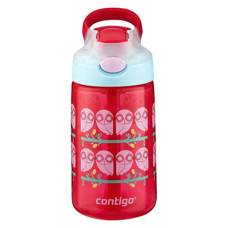 Contigo Kids Water Bottle, Spill Proof, Autospout, Gizmo Flip, Ruby, 14  Ounce, Beverage Storage Containers